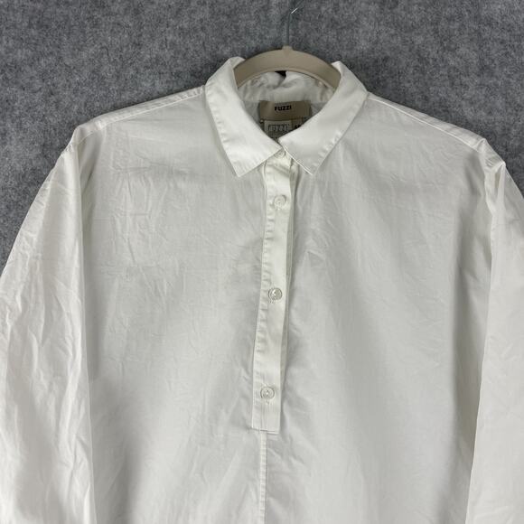 Fuzzi Jean Paul Gaultier Tunic Top Womens 46 White Popover Quiet Luxury Minimal - Picture 2 of 10